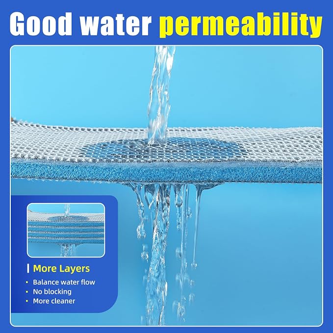 AQUANEAT Aquarium Filter Sponge 8-Layer Filter Media Pad, Cut-to-Size Foam Floss