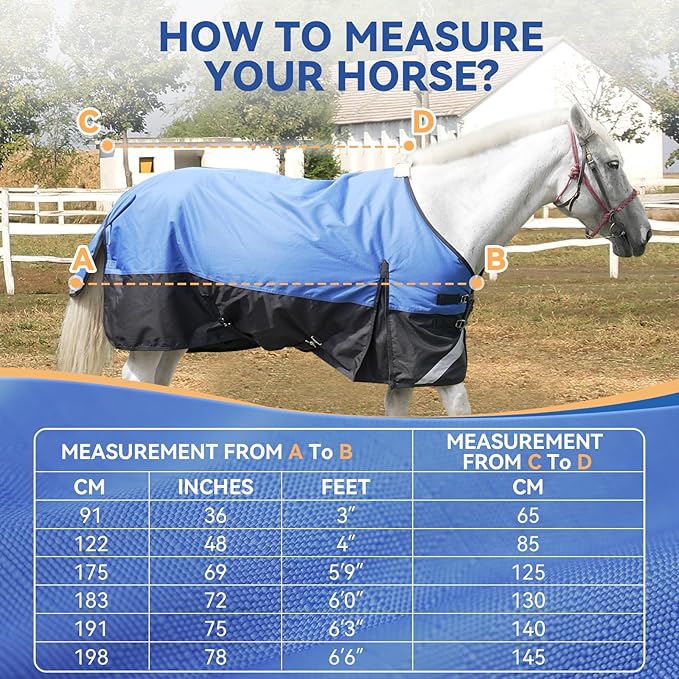 36” Winter Horse Blanket, 1200D Waterproof Poly Horse Turnout Blanket, Durable Tear-Resistant Thick Horse Blanket with Snuggit 220G Filling, Breathable Warmth Turnout Blankets for Horse