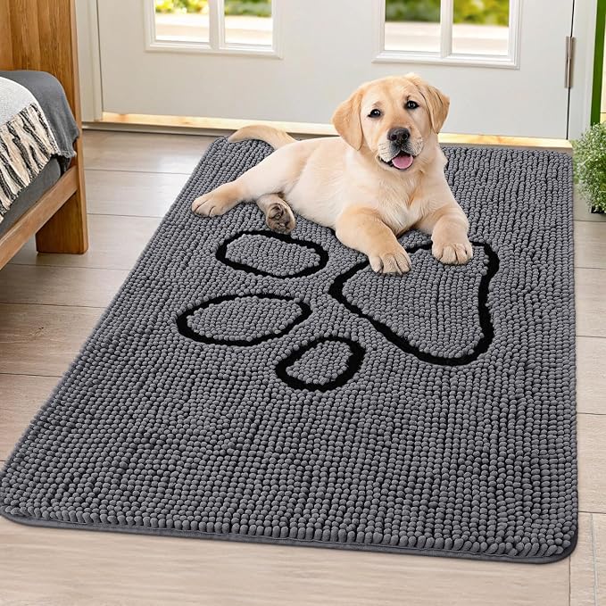 Smiry Dog Door Mat for Muddy Paws, Absorbent Dirt Trapper Non Slip Quick Dry