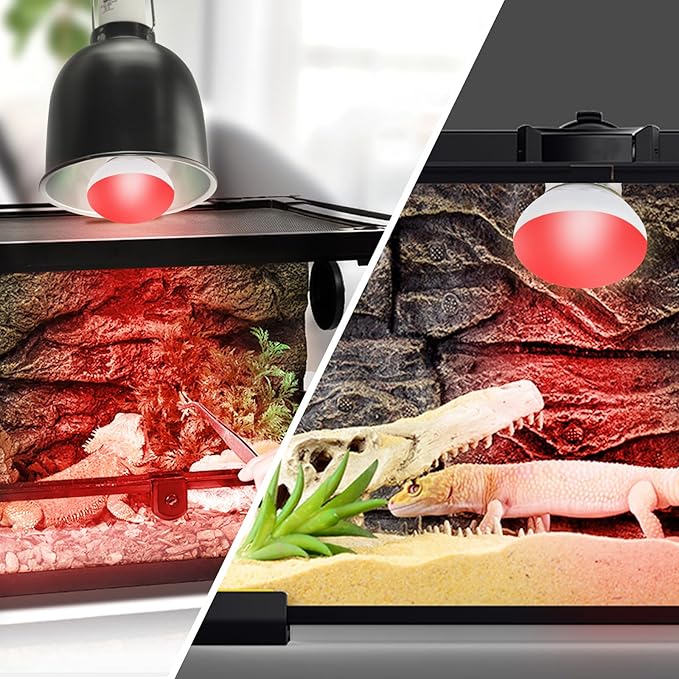 LUCKY HERP Infrared Heat Lamp, 25W Reptile Heat Lamp 2 Pack Red Heat Lamp Bulbs, Infrared Basking Spot Heat Light Bulb, Amphibians Heat Lamp Bulbs for Reptile, Geckos, Snakes, Lizard, Turtle