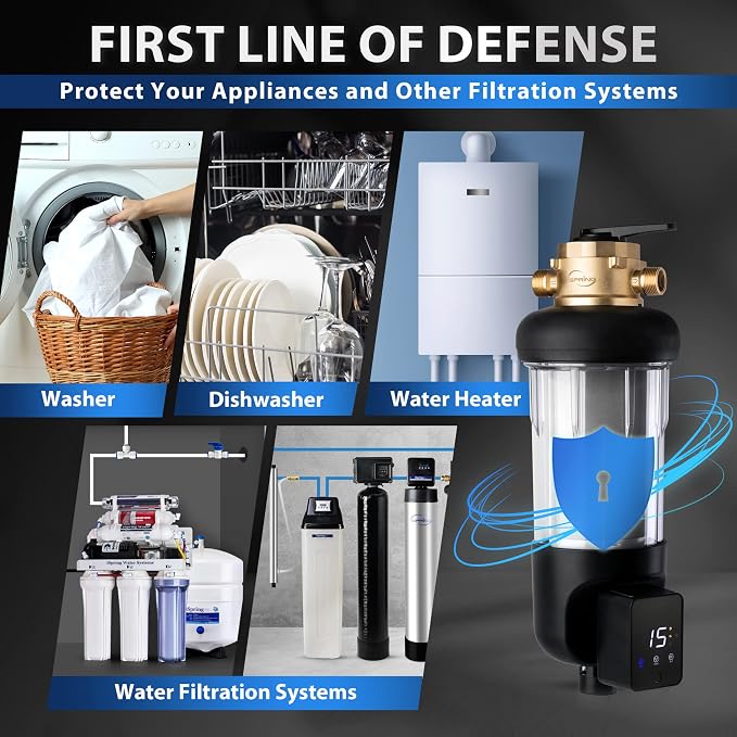iSpring WSP200ARJ-BP, NSF Certified, Whole House Spin-Down Sediment Water Filter
