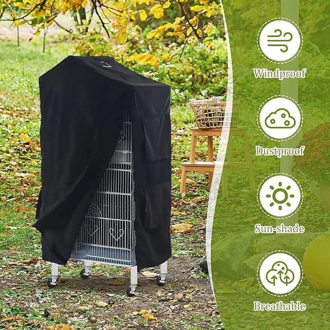 Bird Cage Cover Birdcage Cover, Washable Protection Blackout Cover Waterproof for Parakeets Lovebirds Macaw, Square Cages Accessories, Style A