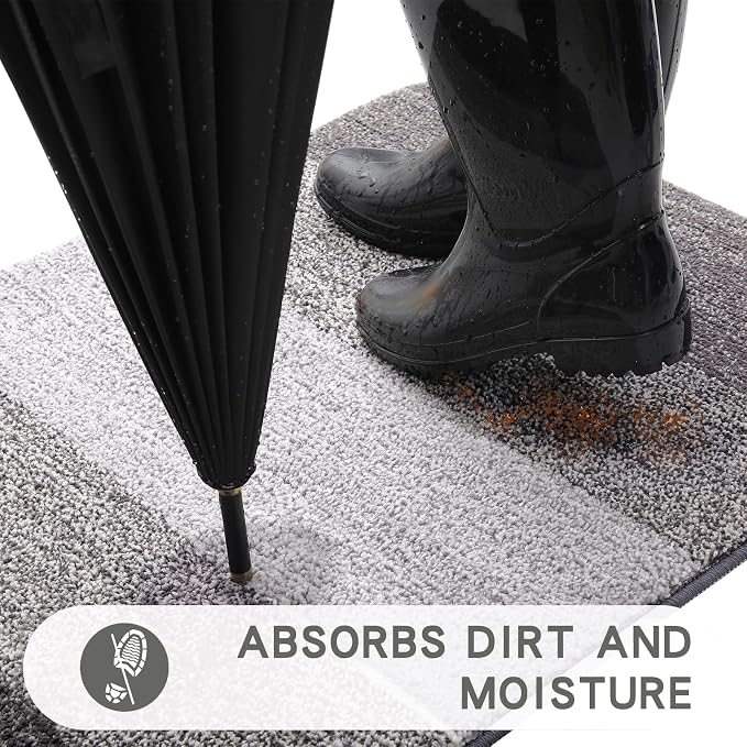 Kitinjoy Indoor Outdoor Door Mat, 32x20 Non-Slip Absorbent Dirt Trapper