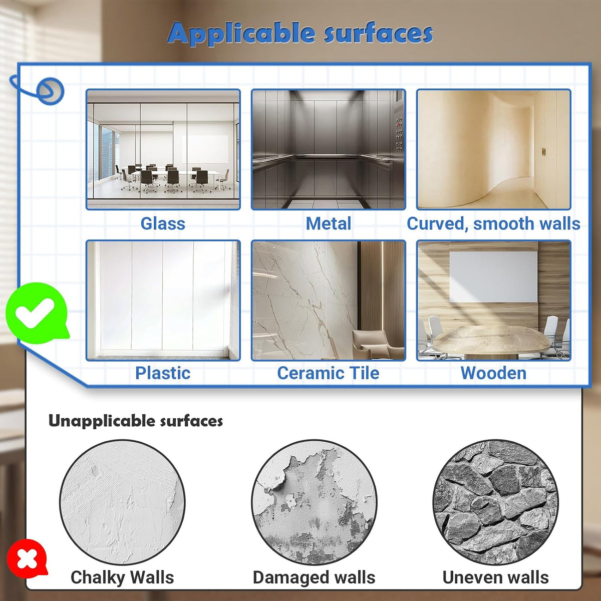 AFMAT WS002 Whiteboard Sticker, 11ft Dry Erase Wallpaper, Peel and Stick Whiteboard Contact Paper for Wall, 132'' x 17.3'' White Board Stick on Wall, Dry Erase Board Roll Adhesive, 8 Markers, 2 Rolls