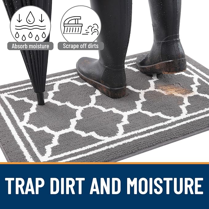 Buganda Large Indoor Door Mat, Dirt-Resistant and Absorbent Doormat, Low