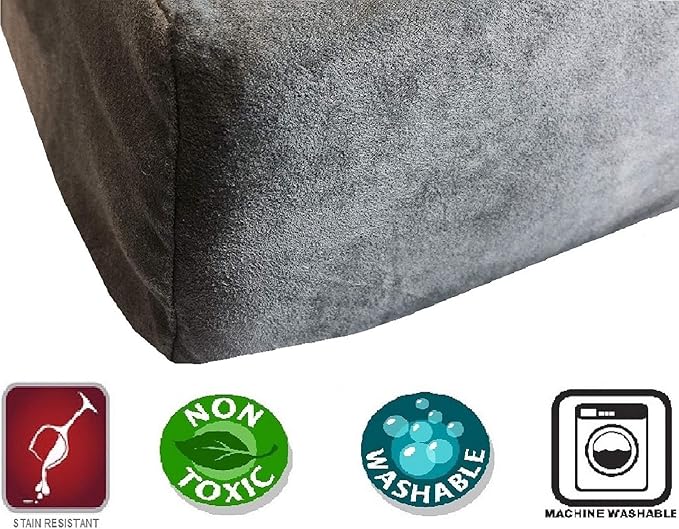 Dogbed4less XL Memory Foam Dog Bed for Medium Large Dogs with Orthopedic Comfort, Waterproof Liner and Grey Washable Pet Bed Cover 47X29 Pillow