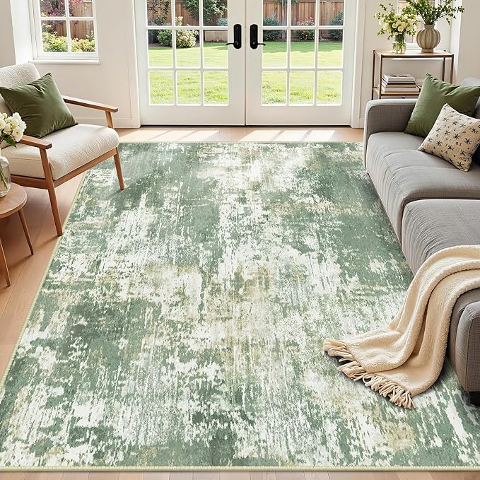 RELEANY Washable Area Rugs 9'x12' Non-Slip Modern Abstract Soft