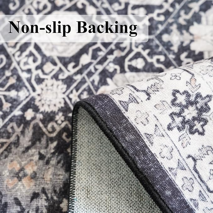 Washable 2x3 Entryway Area Rug: Vintage Soft Thin Door Mat