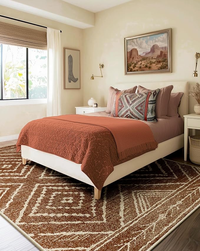 BESTSWEETIE Area Rug 9x12 Machine Washable Non-Slip Low Pile Print Pattern
