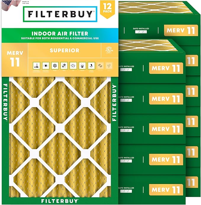 Filterbuy 11.25x19.25x4 Air Filter MERV 11 Superior Pet & Allergy Defense