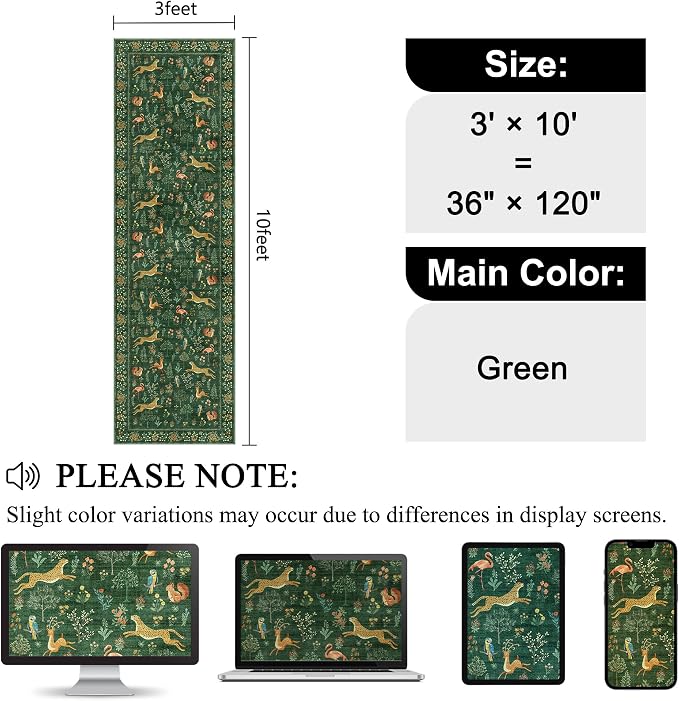 DUKINO 3x10 Washable Runner Rug