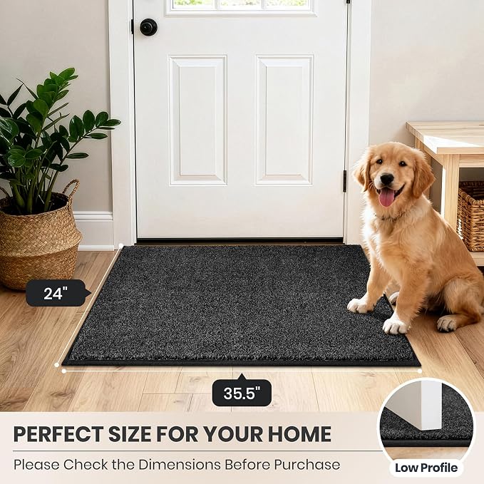 PURRUGS Dirt Trapping Door Mat 24" x 35.5", Non-Slip Machine Washable Entryway