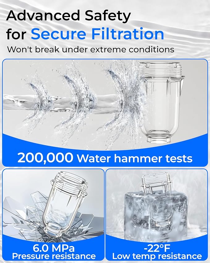 Waterdrop Spin Down Sediment Filter, 50/200 Micron Reusable Whole House Water