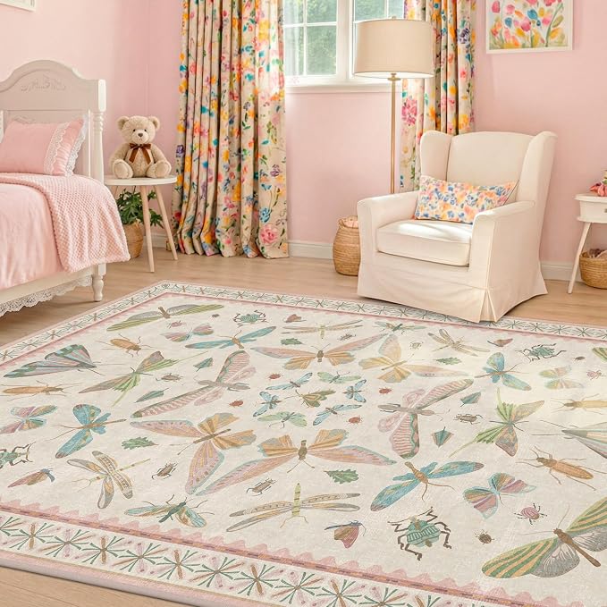 Hazo Haus Washable 5x8 Light Pink Rug