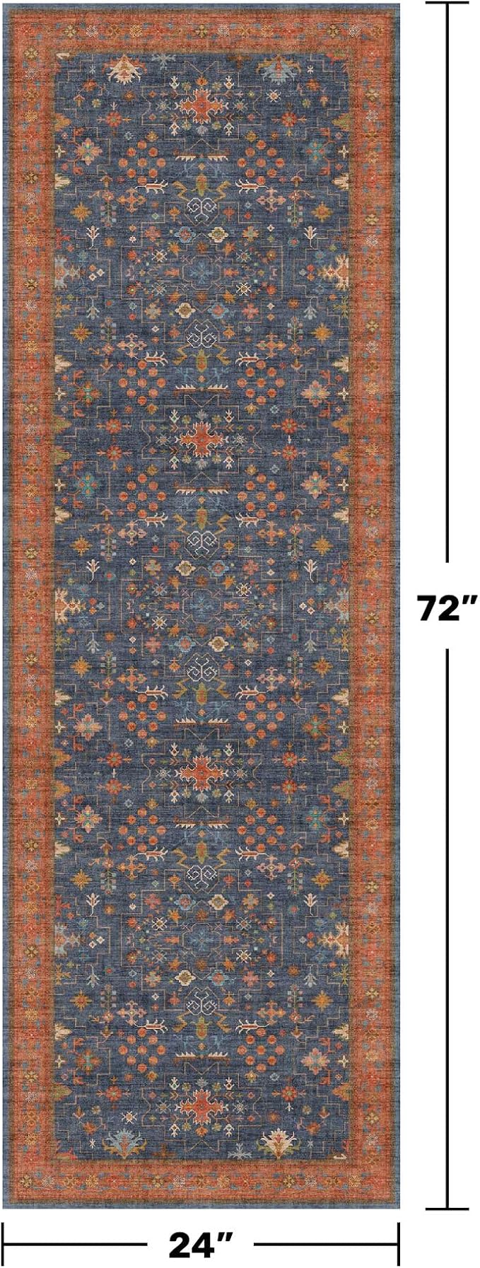 Hazo Haus Navy Blue Runner Rug 2x6