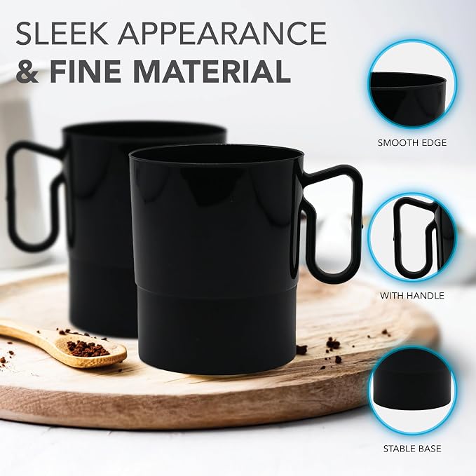 Party Essentials 8-Ounce Hard Plastic Coffee Cup/Tea Mug