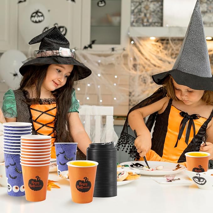 Tamone 100 PACK Halloween Cups 12OZ Disposable Coffee Cups