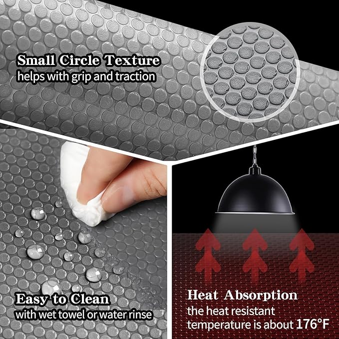 Bearded Dragon Tank Accessories, Reptile Mat, Reptile Terrarium Substrate Liner for Leopard Gecko, Lizard, Snake, Tortoise, Iguana Non-Adhesive Reptile Flooring (18"x72" Grey)