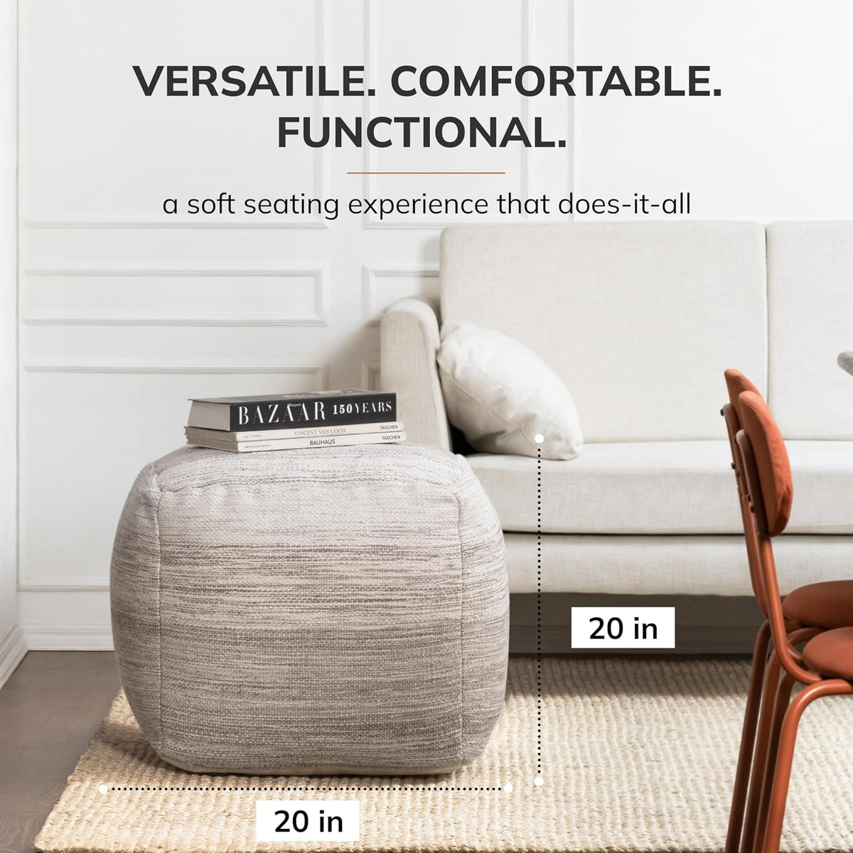 Anji Mountain 20" H x 20" W Handmade Pouf Ottoman for Living Room & Couch