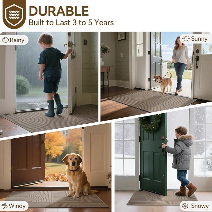 Front Door Mat 31''x47'', Absorbent Dirt Resist Washable Non Slip Low-Profile