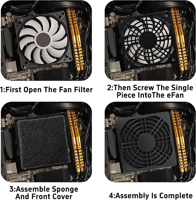 6Pcs 80mm Cooling Fan Filter, Plastic Dustproof Mesh Cover