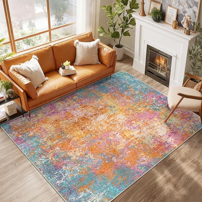 RELEANY Washable Area Rugs 6'x9' Non-Slip Modern Abstract Soft