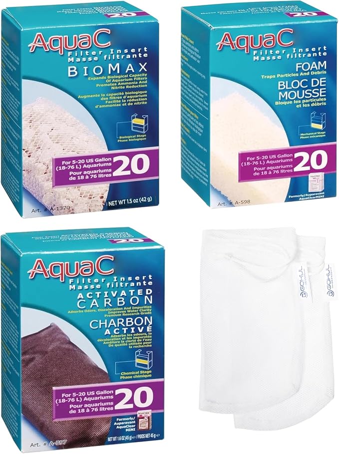AquaClear 20 HOB Maintenance & Replacement Filter Media Kit, Including Gokul