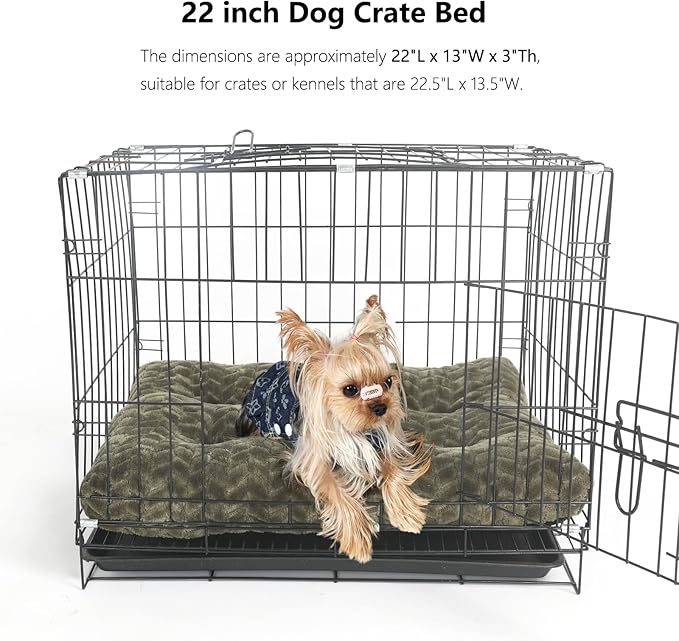 Dog Bed for Small Dogs Washable Dog Crate Bed for Dog Cages 22 inch Small Dog Bed Anti-Slip Waterproof Warming Cozy Soft Pet Puppy, Dog Pillows for Small Dogs Olive Green