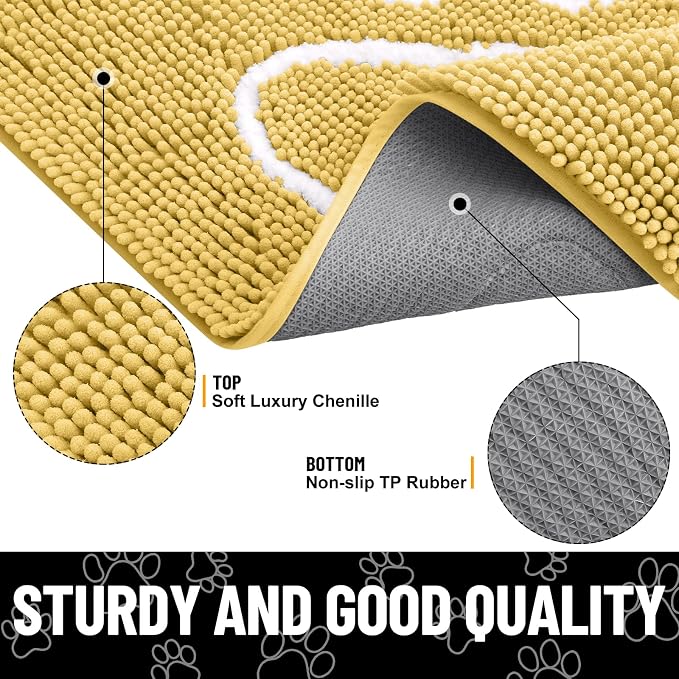 Smiry Dog Door Mat for Muddy Paws, Absorbent Dirt Trapper Non Slip Quick Dry