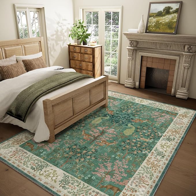 Washable Area Rugs for Living Room: 6x9 Bedroom Rug Stain Resistant Non Slip