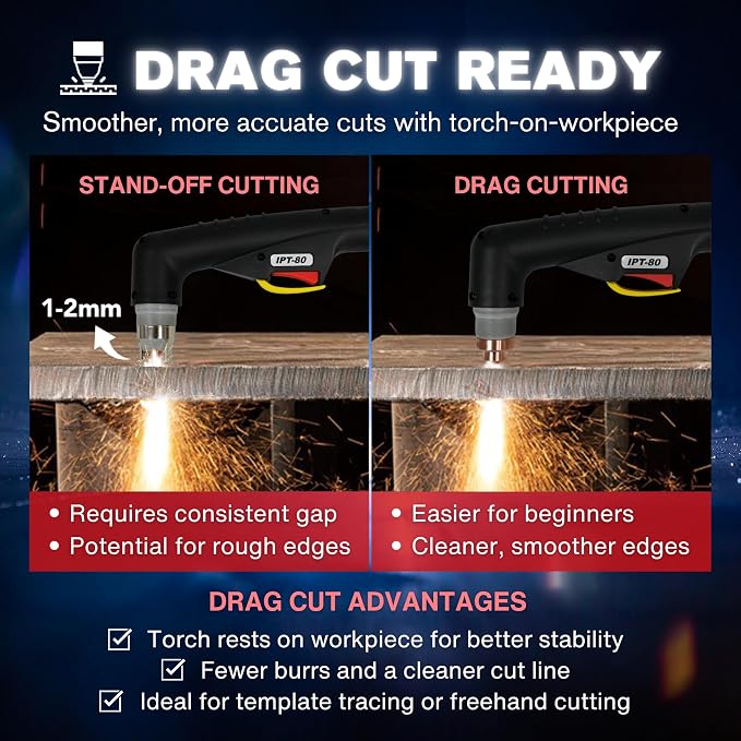 LTP8050 CNC | 80A Blowback Plasma Cutter, THC/ARC OK, LED Display & Front