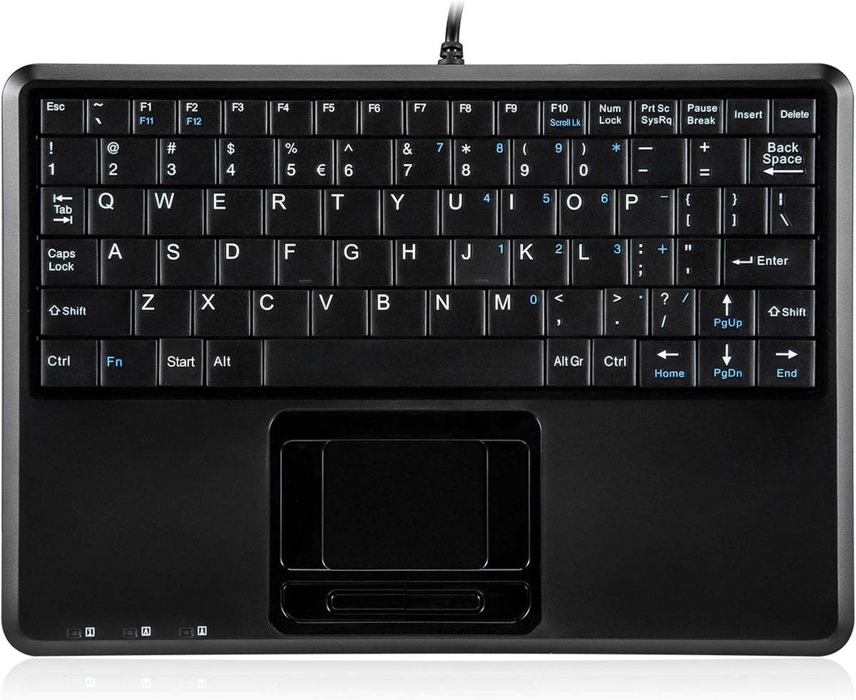 Perixx PERIBOARD-510H Plus, Wired Super Mini USB Touchpad Keyboard, X Type Scissor Keys with 2 Built-in Hubs, Black, US English Layout (11005)