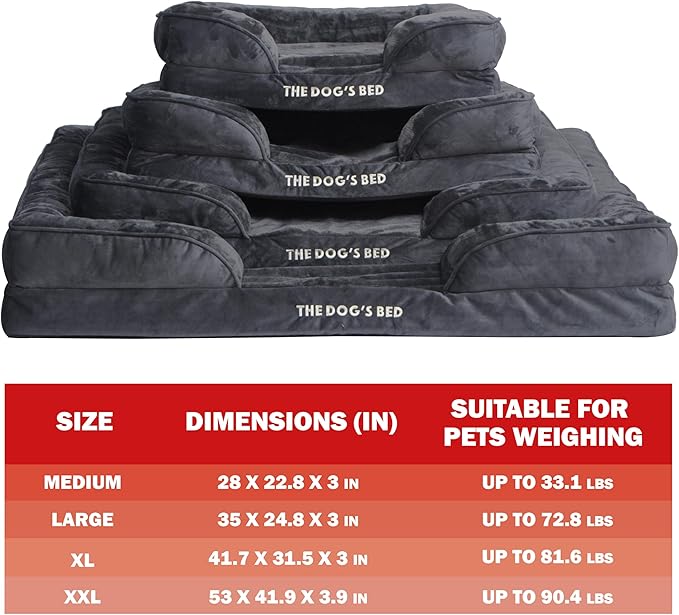 The Dog’s Bed Replacement Outer Cover & Bolster for Standard Foam Beds, Flannel Fabric, Grey, Medium