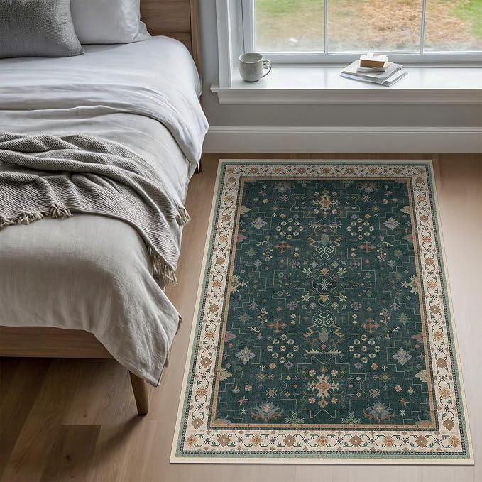 Dark Green Oushak 3x5 Large Entryway Rug