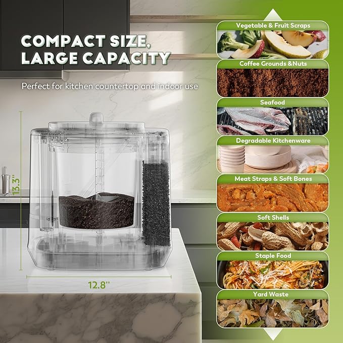 Electric Composter for Kitchen, Large Smart Compost Bin