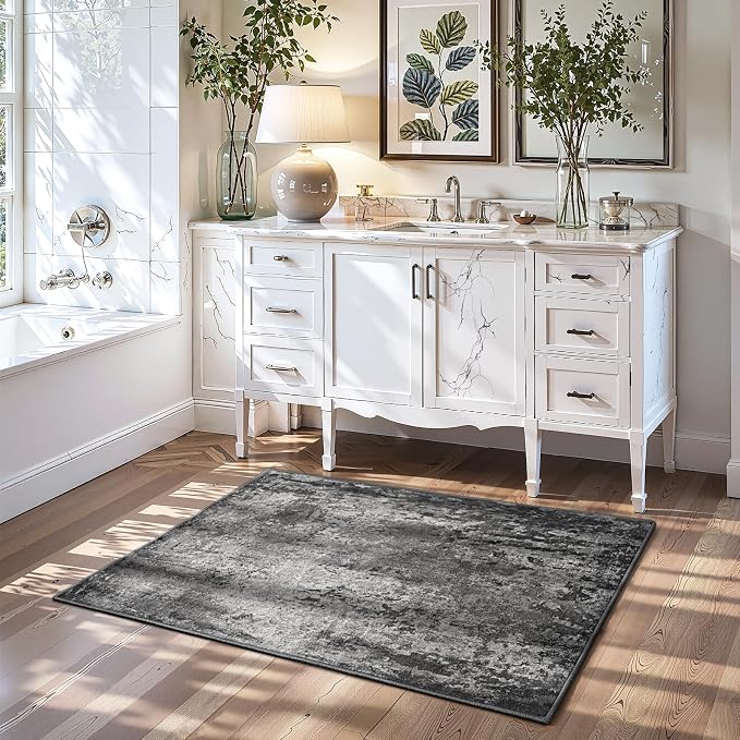 2x5 Black Rug Runners for Hallways Kitchen Runner Rug Non Slip Washable Black