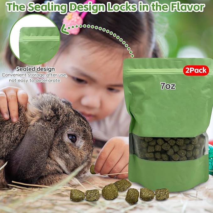 PINVNBY 2 PCS Rabbit Timothy Hay Cubes - 14oz, Natural Chew Toys for Rabbits, Guinea Pigs, Chinchillas & Small Animals