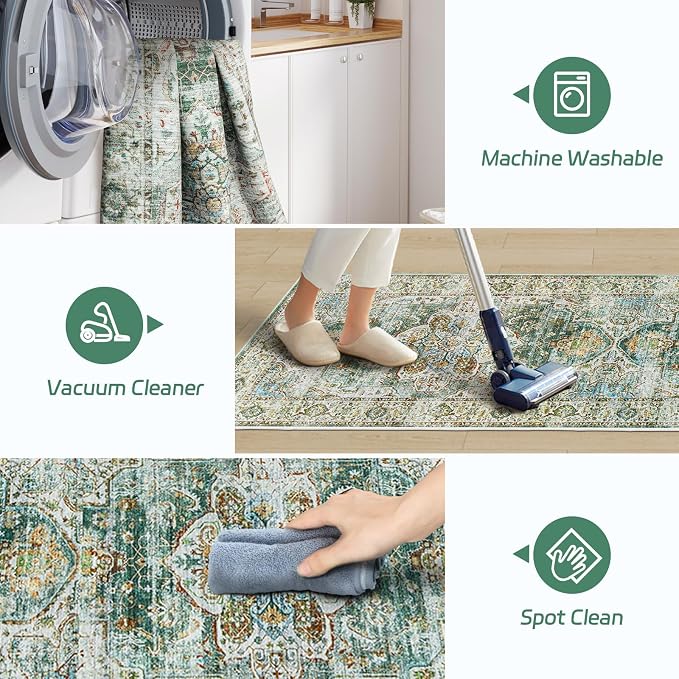 Madane Runner Rug 2'6''x8' Kitchen Runner, Hallway Runner Printed Vintage