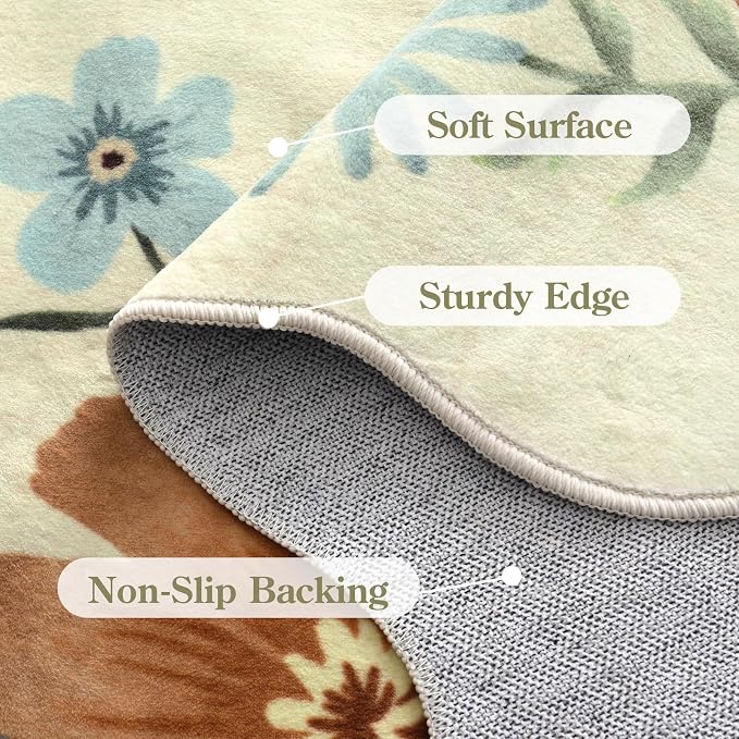 Lahome Floral Entryway Rug, 2x4 Washable Kitchen Rugs Non Slip Ultra-Thin