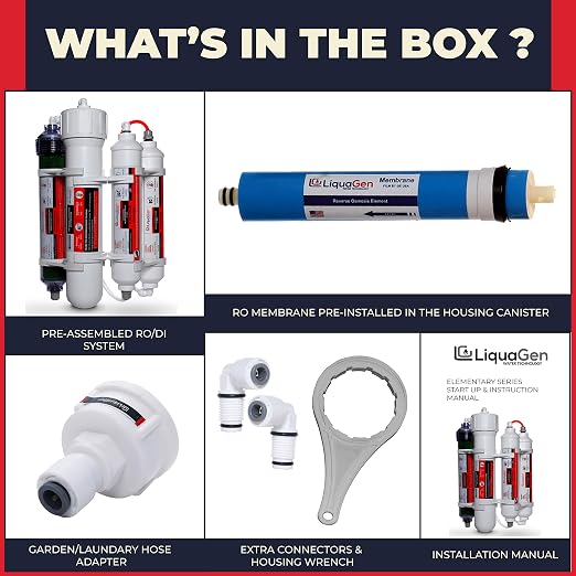LiquaGen 4 Stage Reverse Osmosis and Deionization Portable Space Saver Water