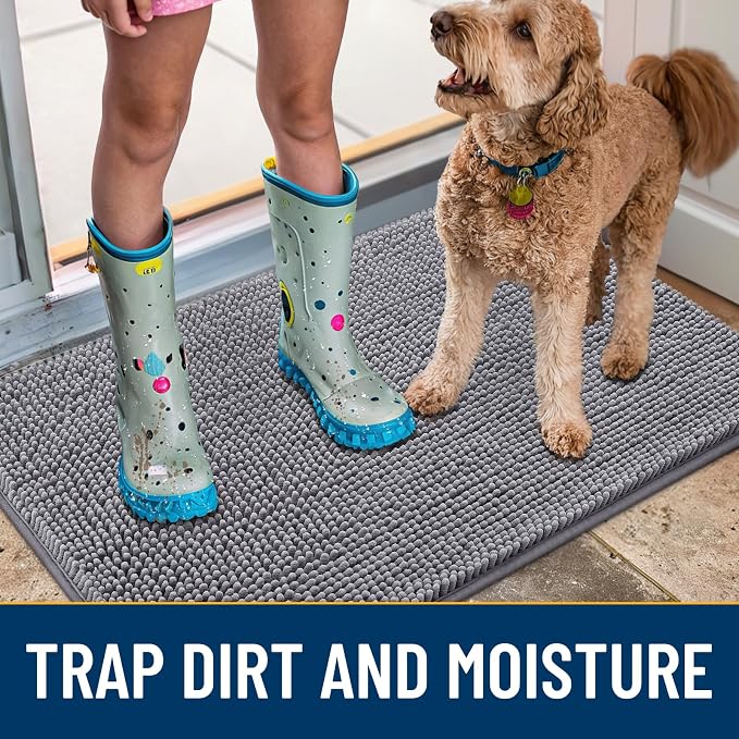 Smiry Dog Door Mat for Muddy Paws 59x20, Absorbent Dirt Trapper, Non-Slip