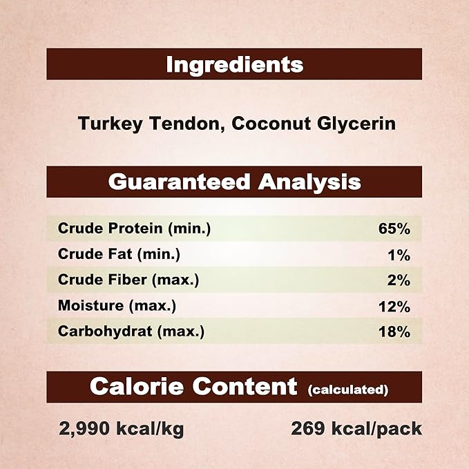 A Freschi srl Turkey Tendons for Dogs, USA-Sourced, Healthy Dog Treats, Rawhide-Free Puppy Chews, Long Lasting, All Natural, Hypoallergenic Dog Treats for Large Breeds, 1 Count Pack Pretzel (L)