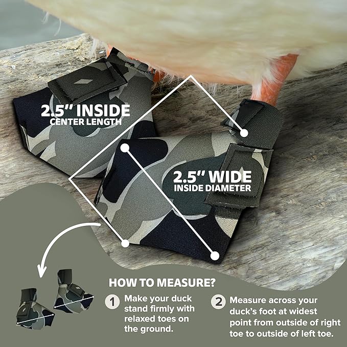Duck Shoes for Injured Feet – Protective Neoprene Footwear for Ducks, Protective Shoes for Birds with Injured feet, Bumblefoot Relief - Small, 2.5’’ Max. Inside Width - Gray Camouflage