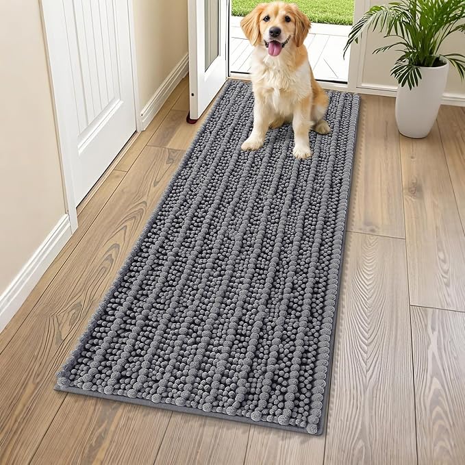 Smiry Dog Door Mat for Muddy Paws 59x20, Absorbent Dirt Trapper, Non-Slip