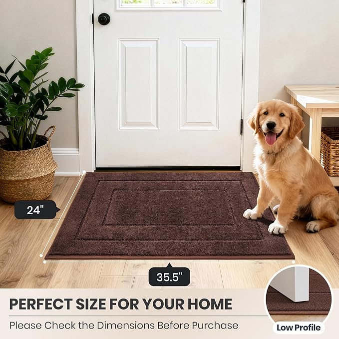 PURRUGS Dirt Trapping Door Mat 24" x 35.5", Non-Slip/Skid Machine Washable