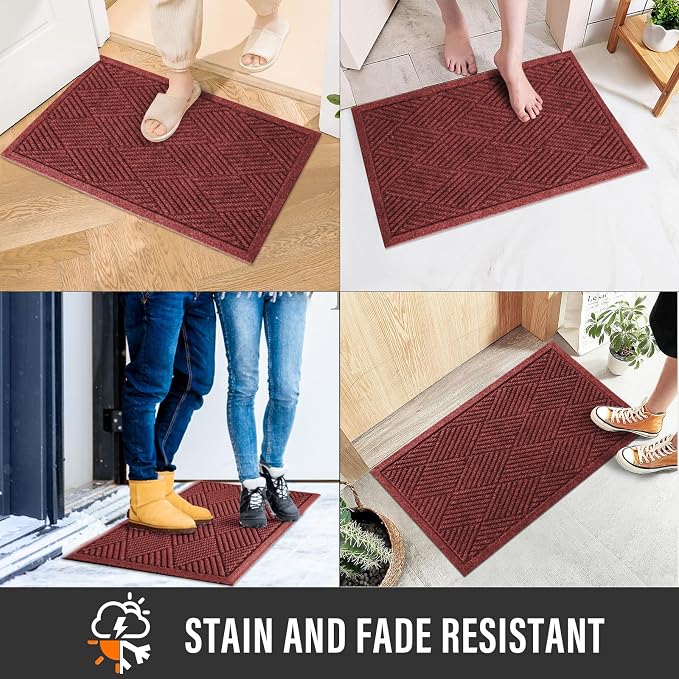 HIYARD Durable Front Door Mat, Absorbent Muddy Dirt Resist Welcome Door Mats