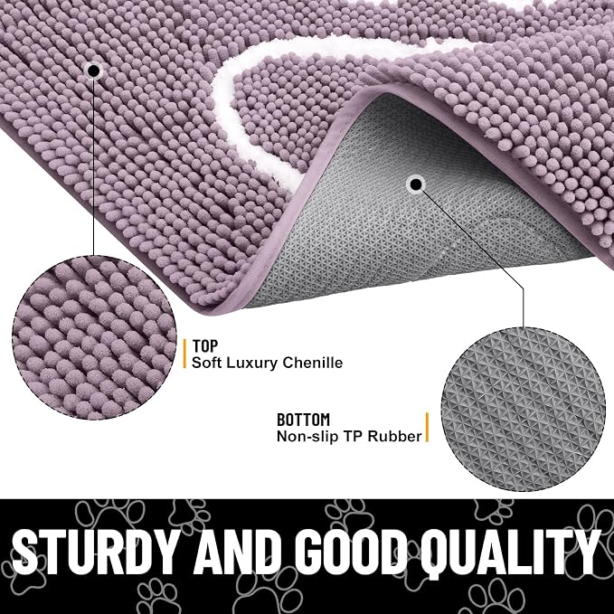 Smiry Dog Door Mat for Muddy Paws, Absorbent Dirt Trapper Non Slip Quick Dry
