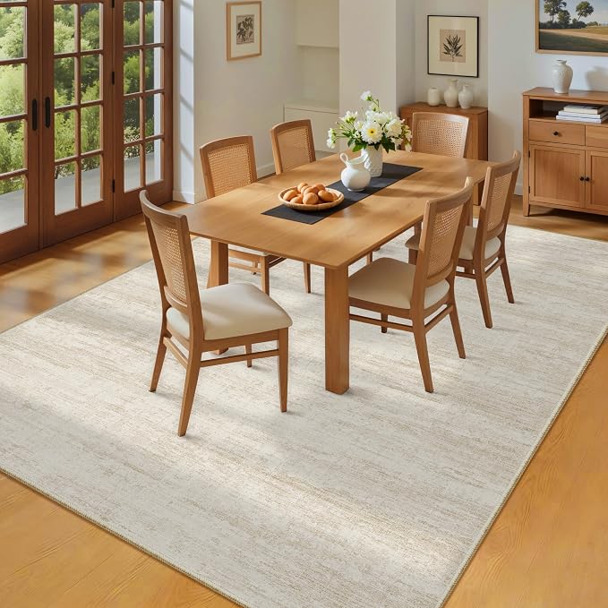 5x7 Area Rugs - Ultra-Thin Washble Rugs, Non-Slip Low Pile Abstract Print Rugs