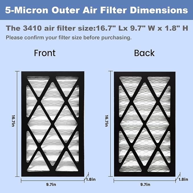 4 Pack 5-Micron Outer Air Filter Replacement Compatible