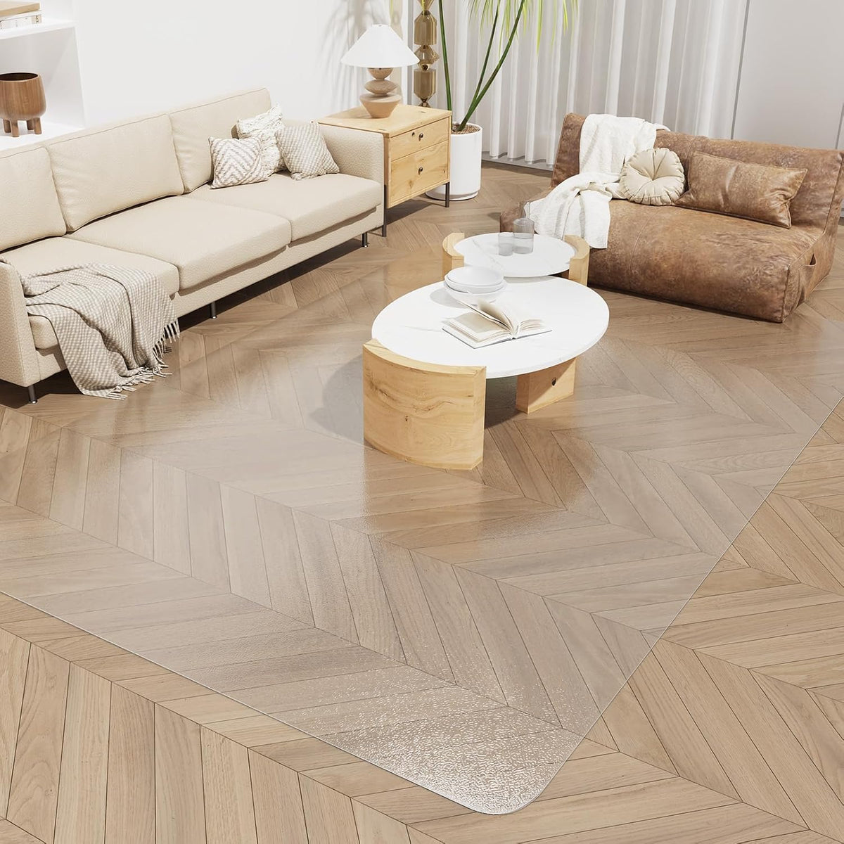 SALLOUS Chair Mat for Hard Floors, 60" x 75" Office Chair Mat for Hard Surface, Vinyl Floor Mat for Gaming Chairs, Multi-Purpose Floor Protector Desk Mat for Home Office (Clear)
